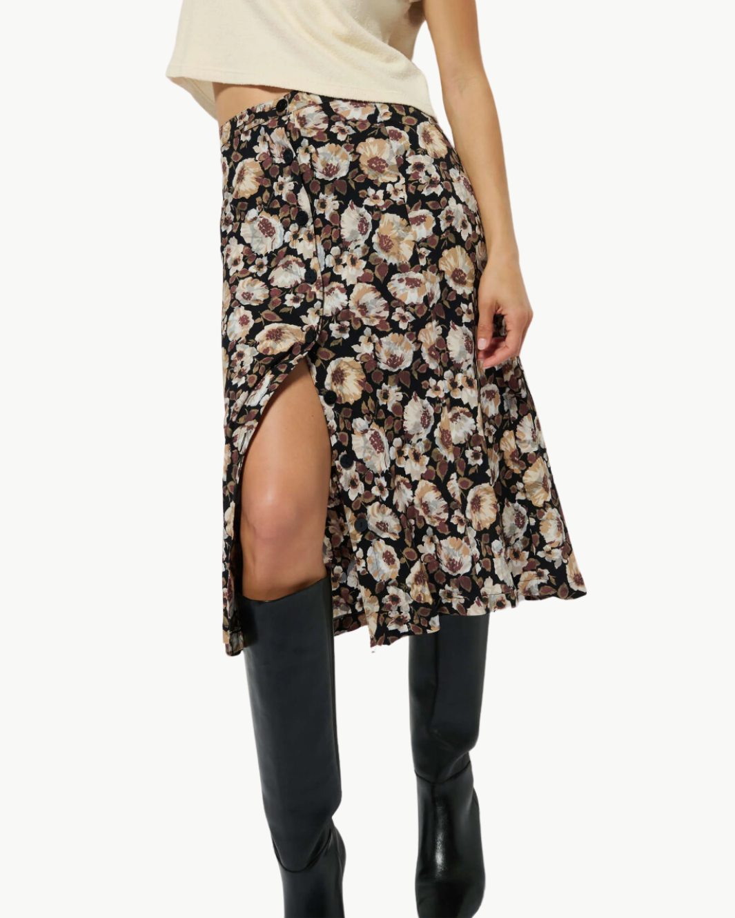 BELINDA BUTTON SKIRT IN NIGHT FLORAL