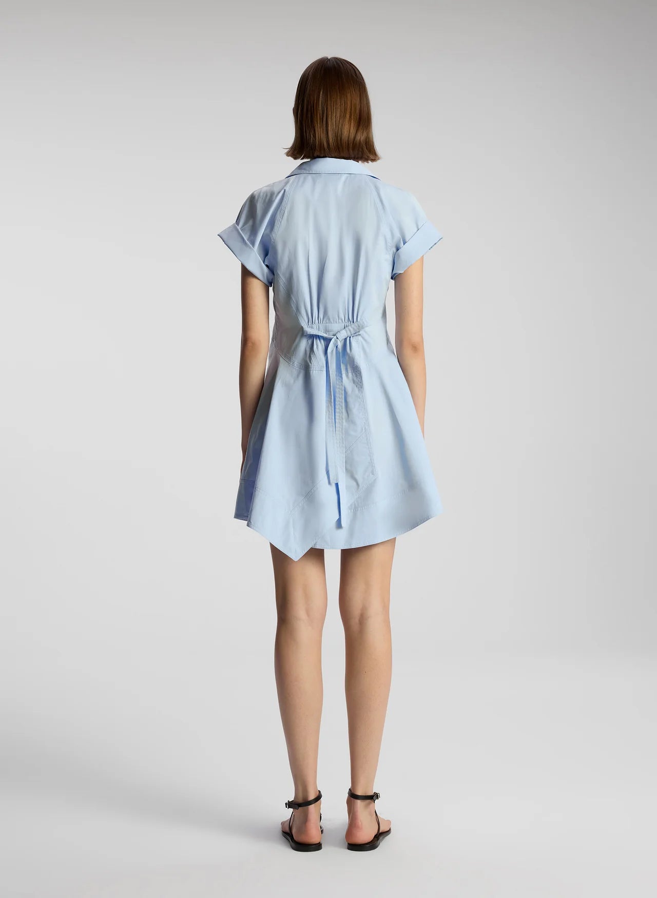 JULIE COTTON MINI SHIRTDRESS IN SKY BLUE - Romi Boutique