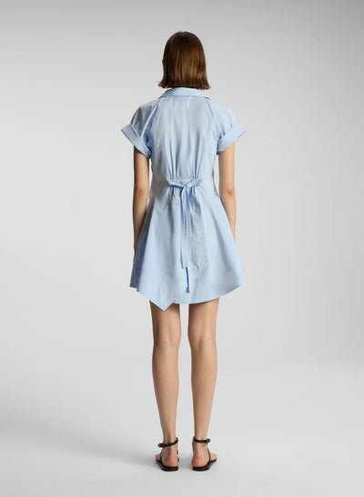 JULIE COTTON MINI SHIRTDRESS IN SKY BLUE - Romi Boutique