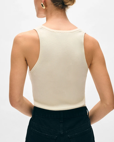 SUPERFINE MERINO RIBBED TANK TOP IN IVORY