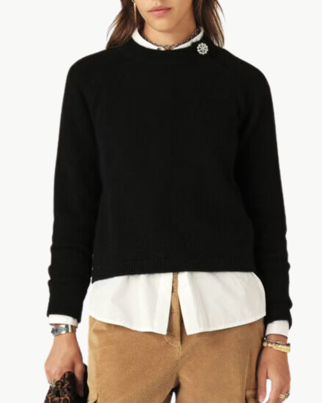 DOEL BUTTON COLLAR SWEATER IN NOIR