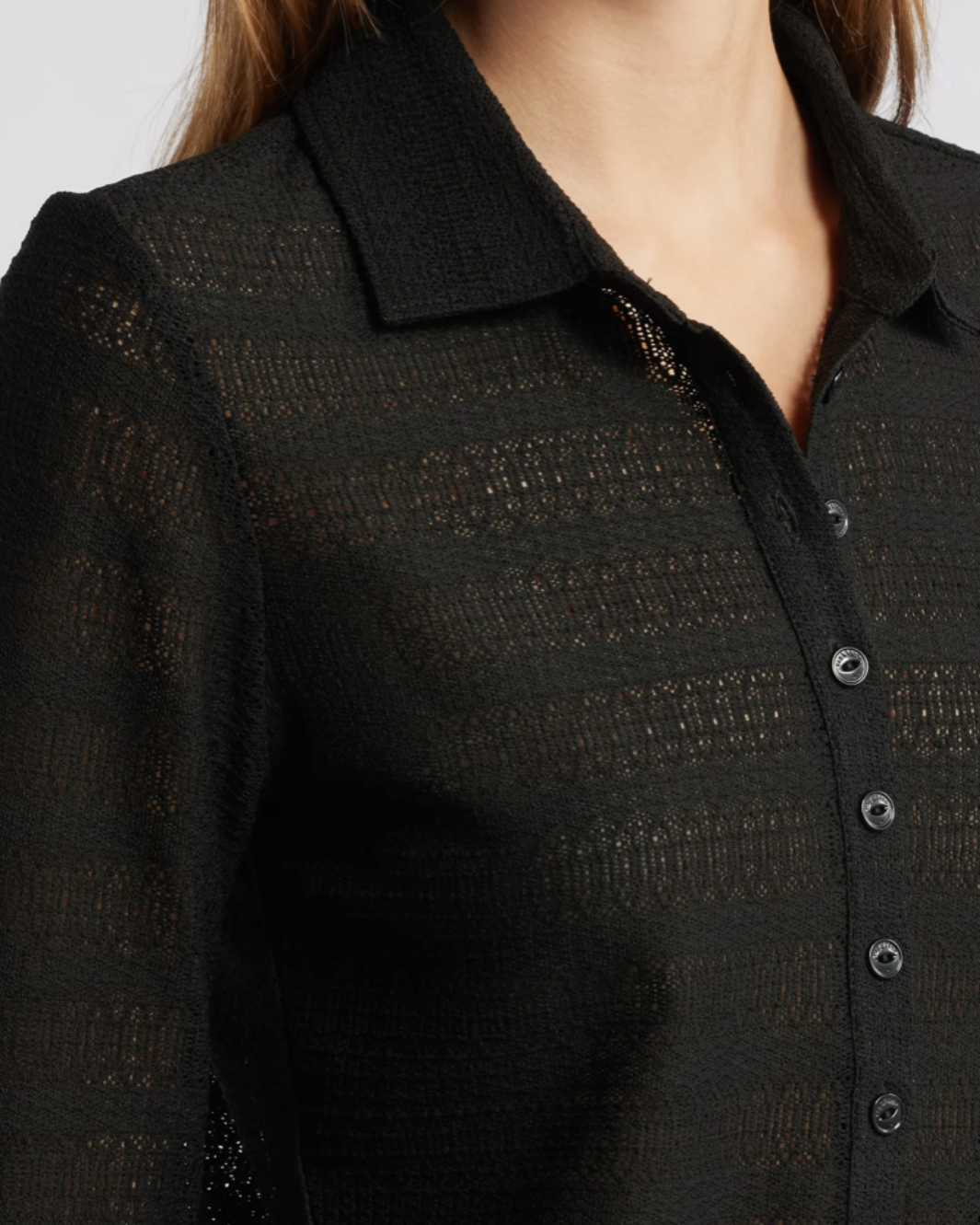 JULIA LONG SLEEVE POLO IN BLACK