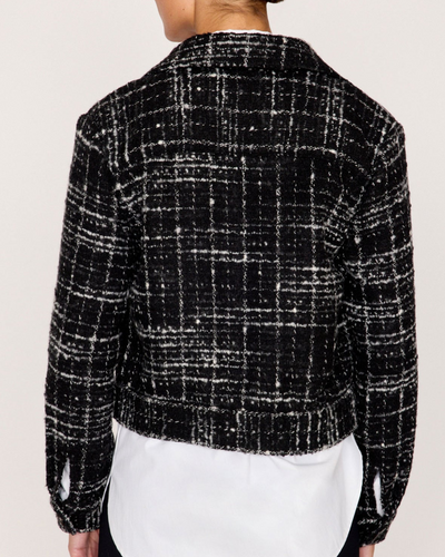 TWEED CROPPED JACKET IN BLACK/WHITE