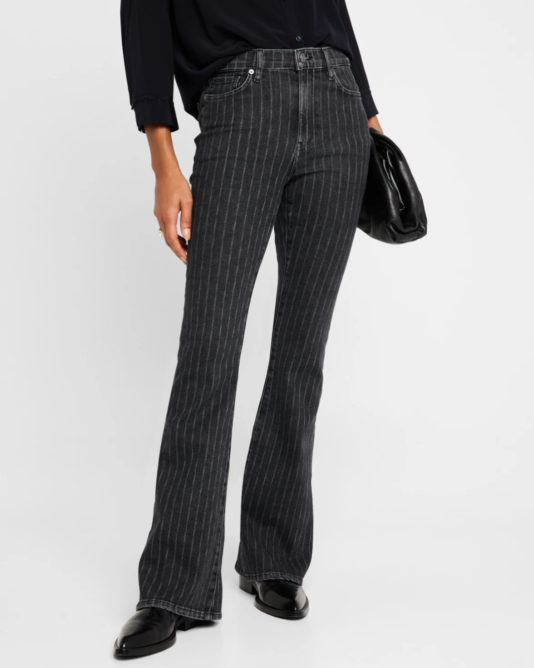 LE HIGH FLARE IN CHARCOAL PINSTRIPE