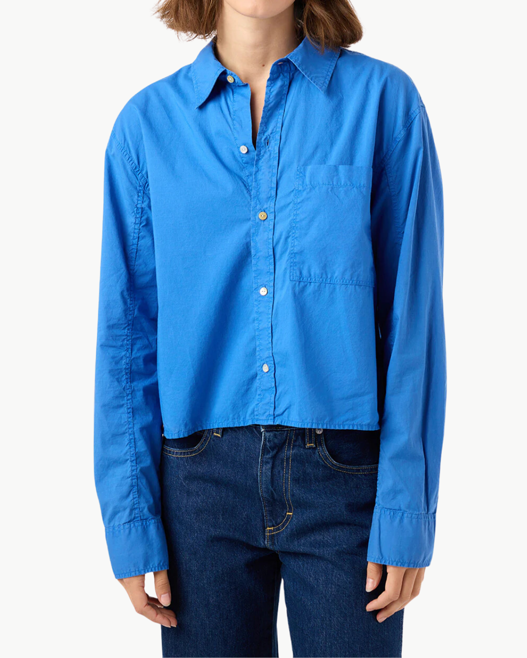 RUTH CROP SHIRT IN FRENCH BLUE