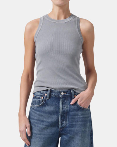 ISABEL RIB TANK IN CYCLONE GREY - Romi Boutique