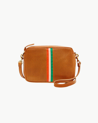 MIDI SAC IN VEGAN CUOIO PERF W/ INLAY STRIPES