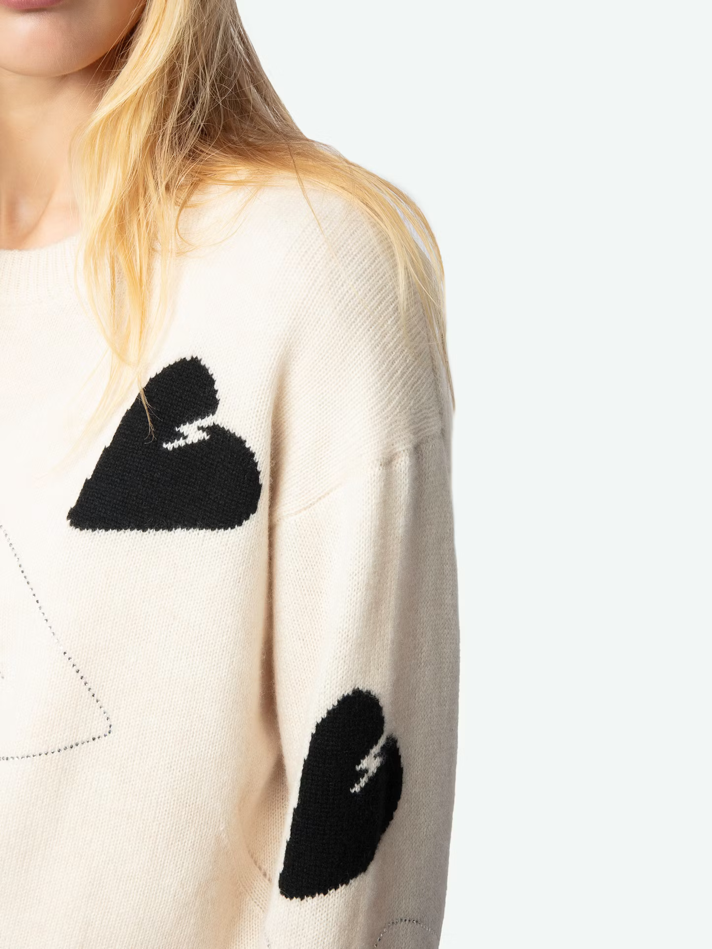 MARKUS HEART CASHMERE SWEATER IN ECRU