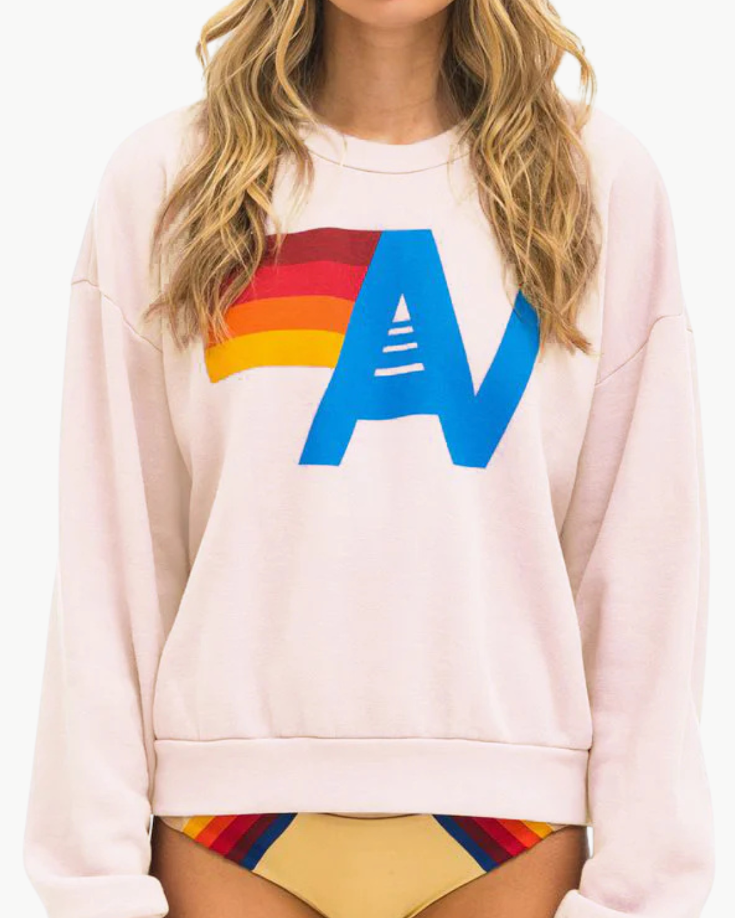 LOGO RELAXED CREW SWEATSHIRT IN LIGHT PINK