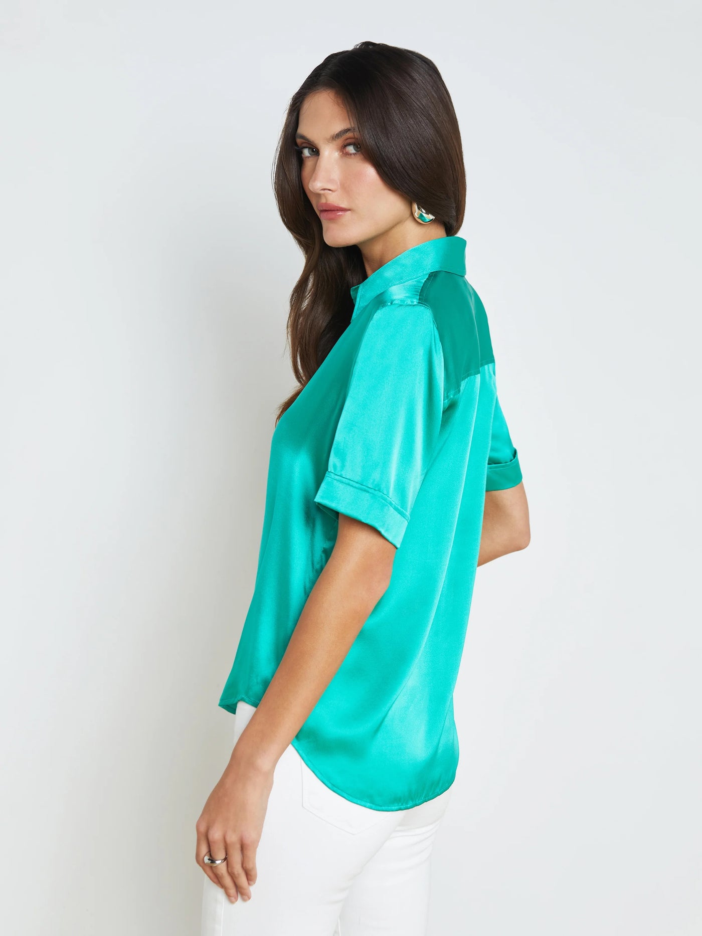 ELLAH SILK BLOUSE IN BRIGHT SEAFOAM