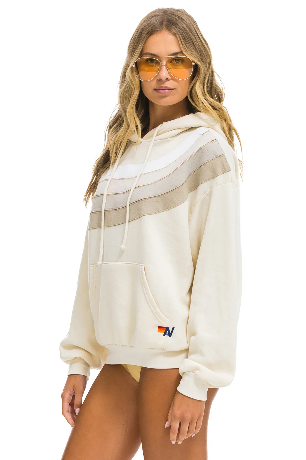 WAVE STRIPE 4 PULLOVER HOODIE IN VINTAGE WHITE/VINTAGE WHITE