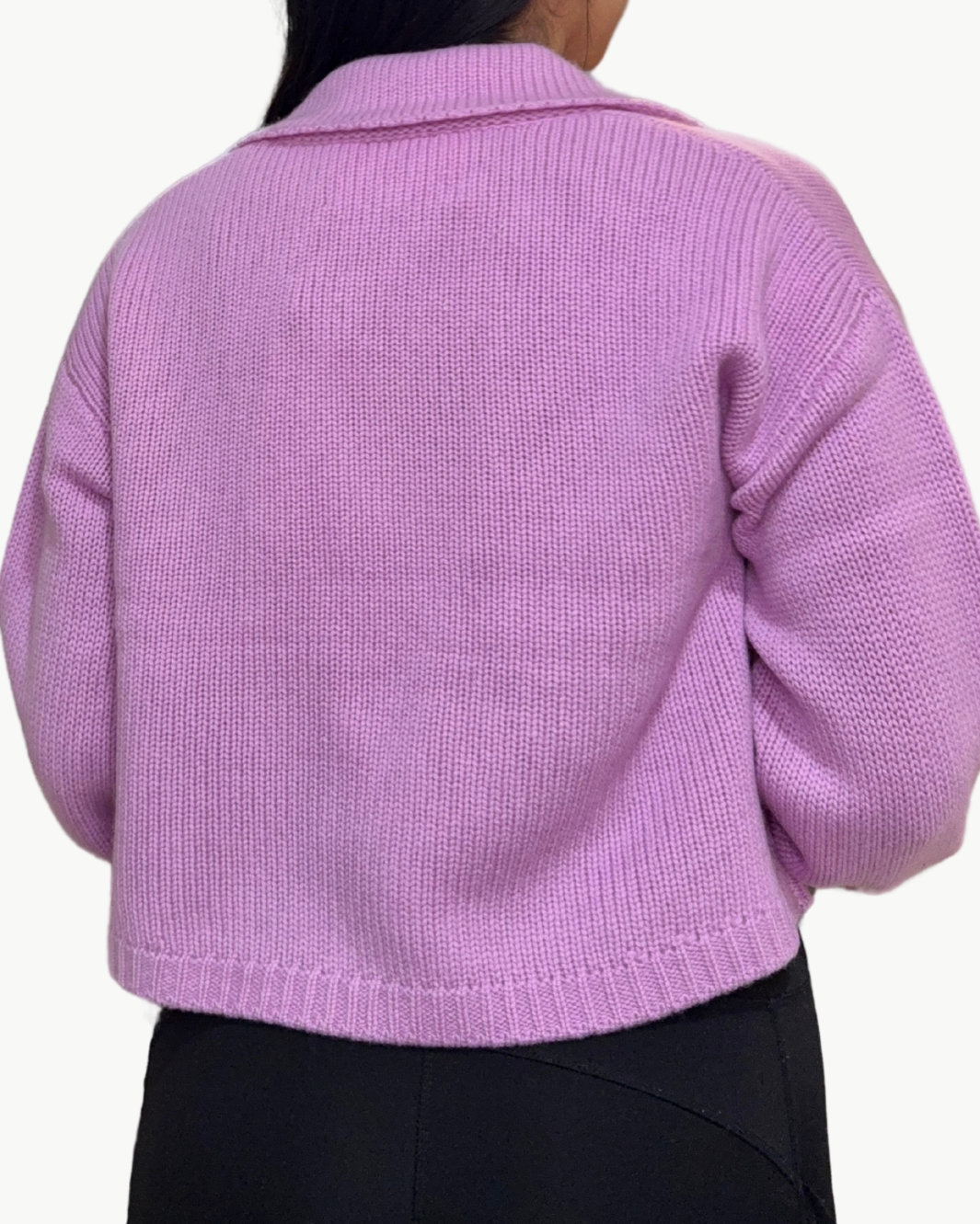 TYRA RELAXED COLLARED CARDIGAN IN ORCHID