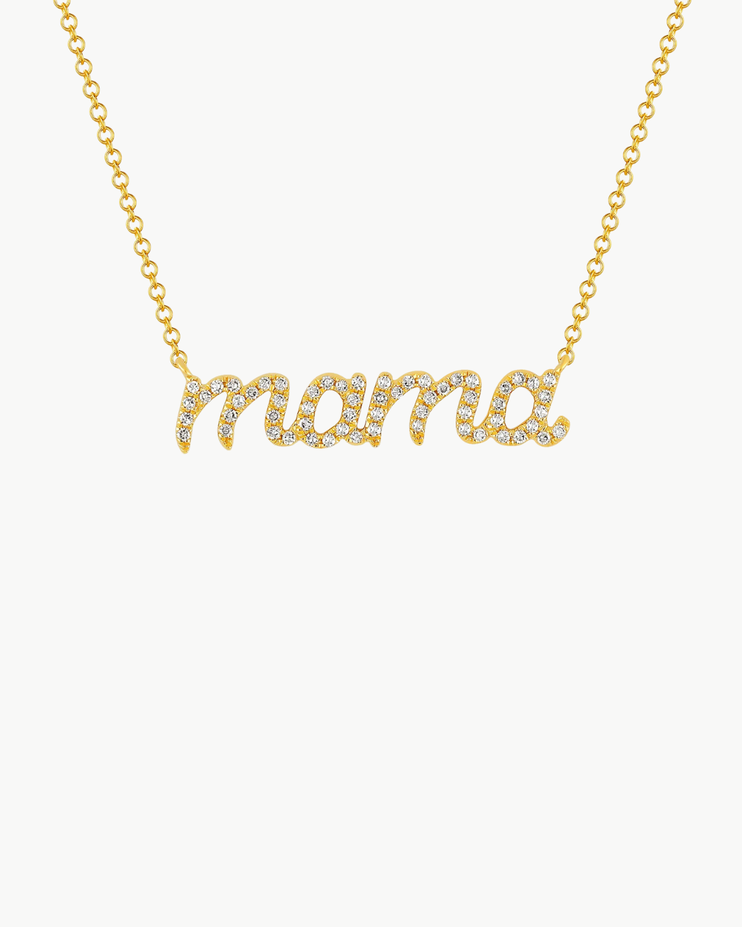 DIAMOND SCRIPT MAMA NECKLACE IN 14K YELLOW GOLD