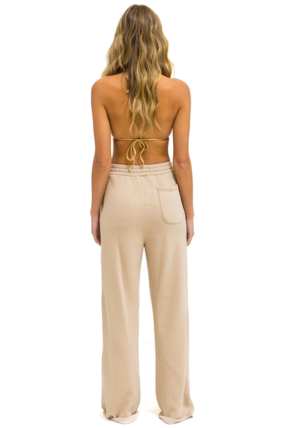 WIDE LEG WOMENS POCKET SWEATPANTS IN SAND