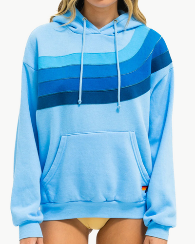 WAVE STRIPE 4 PULLOVER HOODIE IN SKY/BLUE