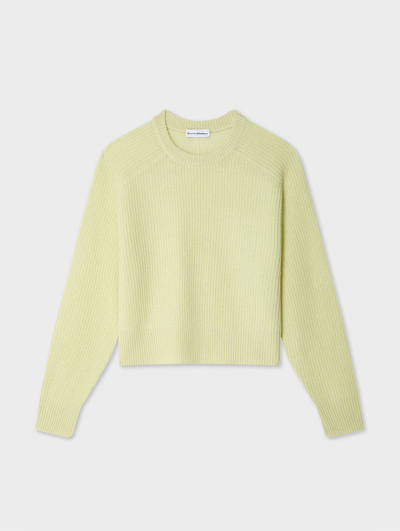 CASHMERE SADDLE SLEEVE CREWNECK IN CHARTREUSE