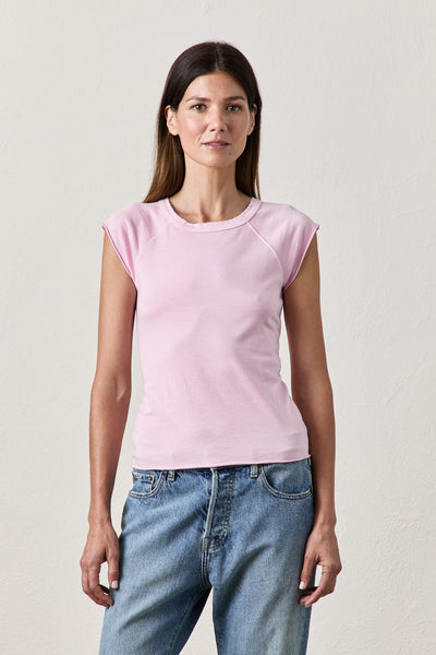 CHLOE LUX JERSEY TEE IN PINK SORBET