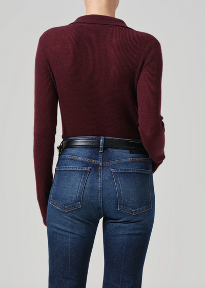 SIMONE POLO SWEATER IN BURGUNDY