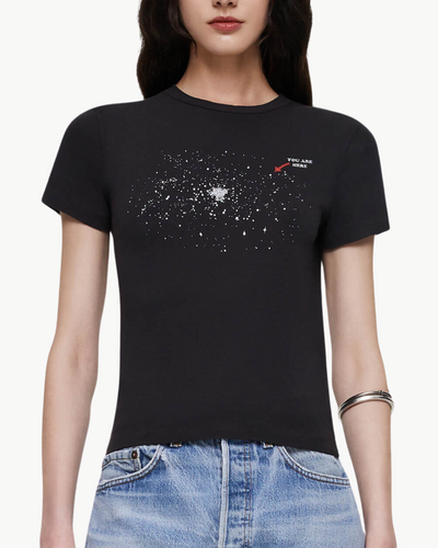 90S BABY TEE "RHINESTONE SPACE" TEE IN WASHED BLACK