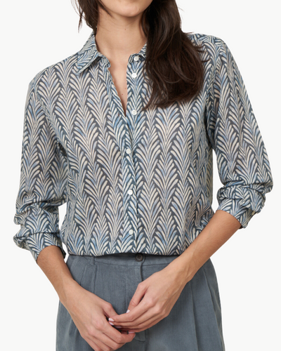 CORAZ WOMAN WOVEN SHIRT IN SILVER BLUE