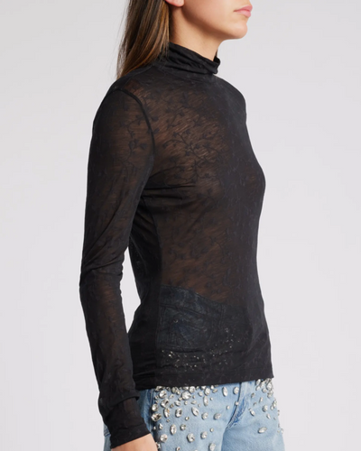 VALENCIA MICRO FLORAL TURTLENECK IN BLACK