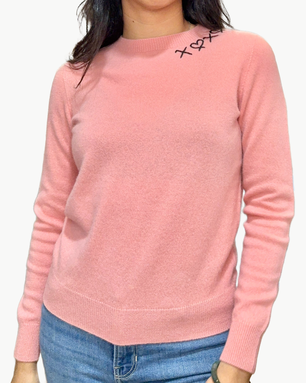 "XOXO" CASHMERE SWEATER IN PINK