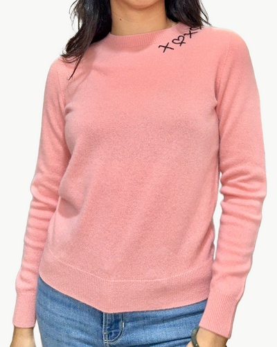 "XOXO" CASHMERE SWEATER IN PINK