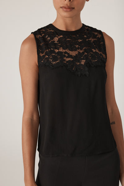 LAURIE LACE COMBO TANK IN BLACK