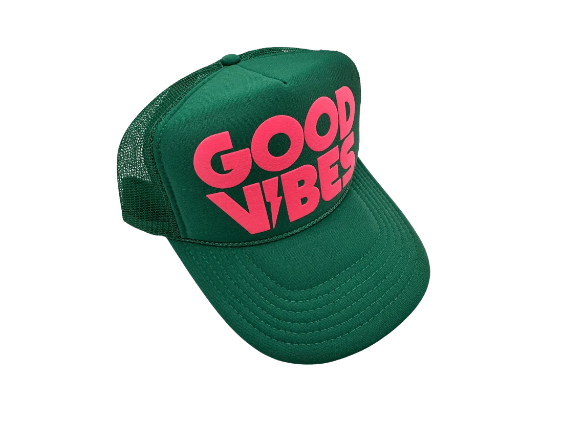 GOOD VIBES TRUCKER IN KELLY GREEN