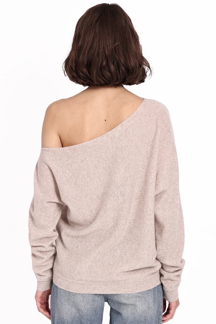 CASHMERE OFF THE SHOULDER TOP IN ECRU