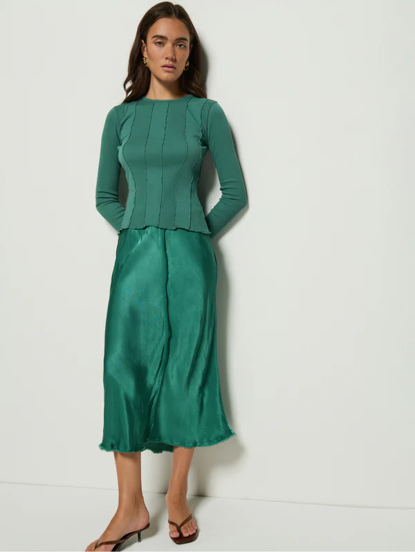 LOLA SEAMED SKIRT IN SPRUCE