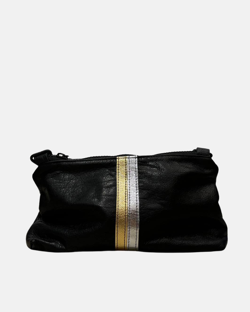 NANCY BAG IN BLACK WITH METALLIC STRIPES