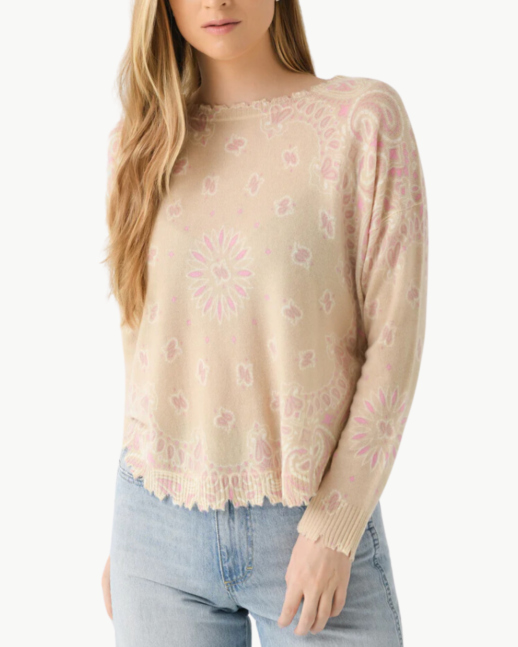 MELA BANDANA BICO SWEATER IN ORGANIC ROSE