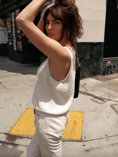 CECE SWEATER TANK IN PORCELAIN