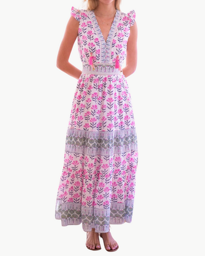 ANNABELLE MAXI IN FUSCHIA NAVY FLOWER