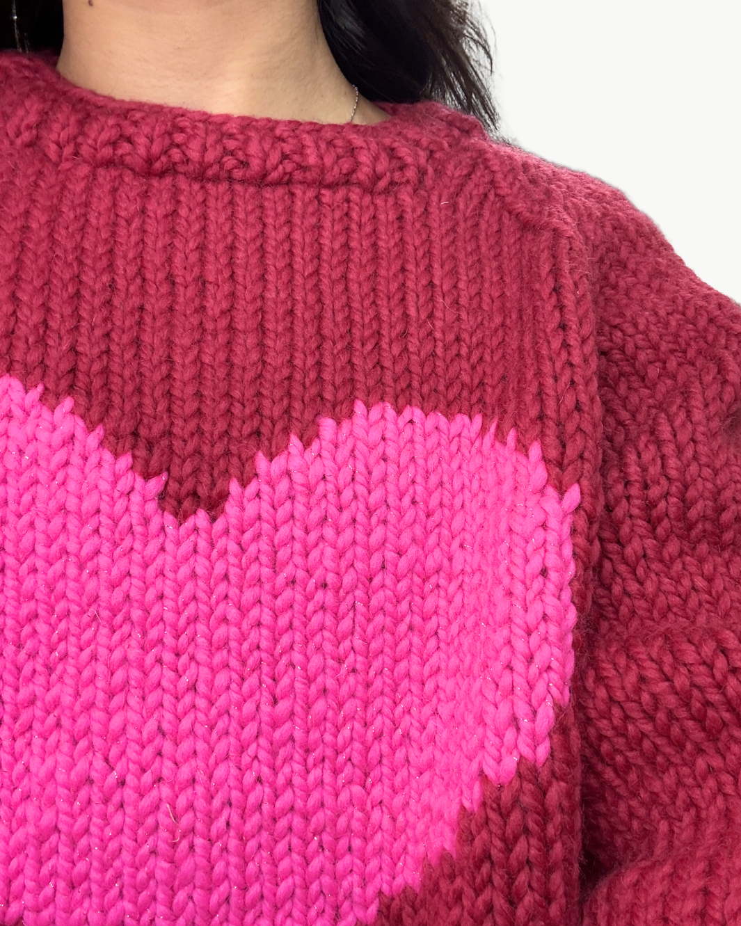 BIG HEART SLOUCHY PULLOVER IN CRANBERRY