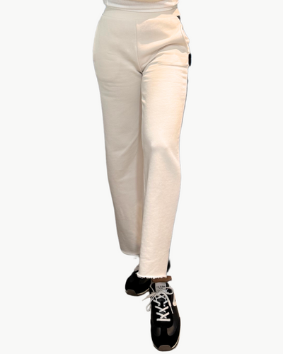 RILEY FRENCH TERRY SPORT PANT IN IVORY/BLACK