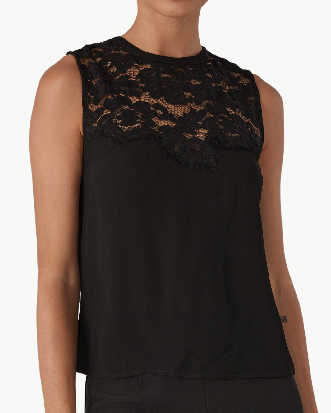 LAURIE LACE COMBO TANK IN BLACK