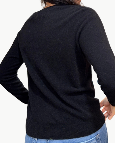 RED HEART CASHMERE SWEATER IN BLACK