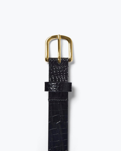 REBECCA BELT IN BLACK EMBOSSED CROC