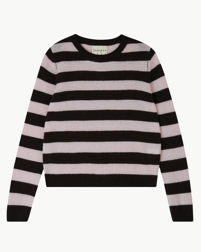 CASHMERE STRIPE CREW IN BITTER AND FOG