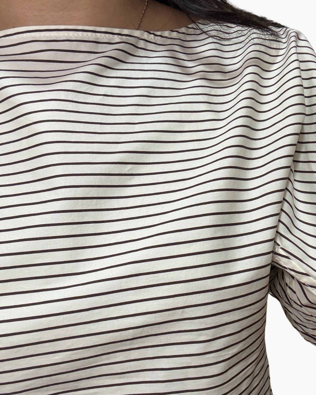 DIDI TOP IN IVORY/DARK OAK MICRO STRIPE