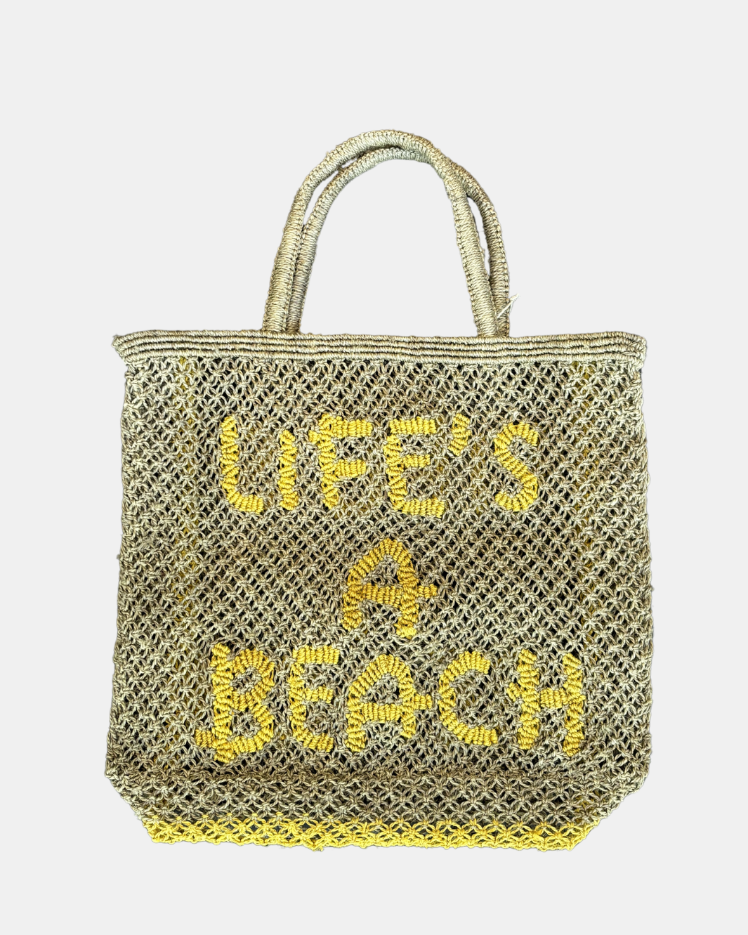 LIFE'S A BEACH JUTE BAG IN KHAKI - Romi Boutique