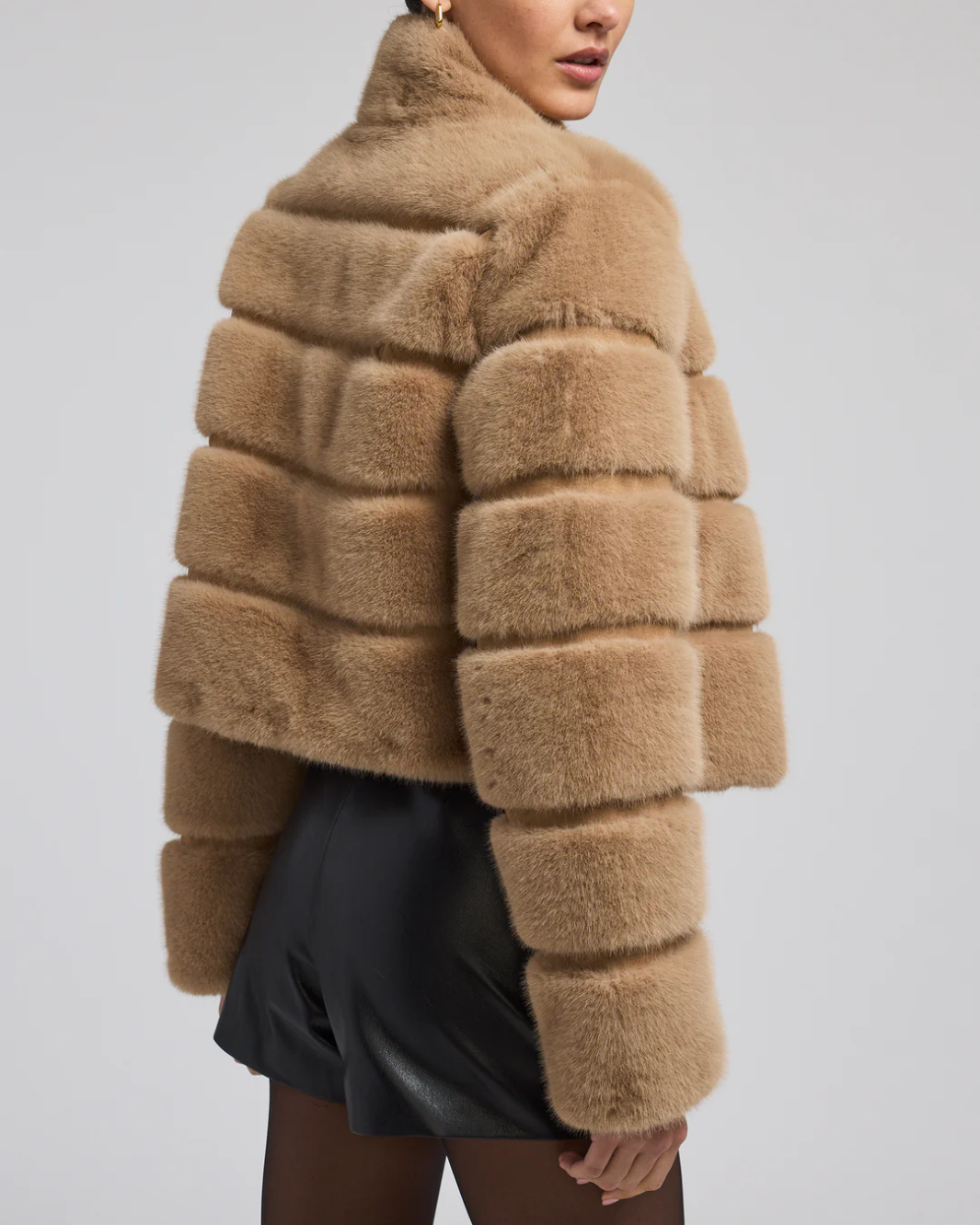 TALA FAUX FUR BOMBER IN TOFFEE