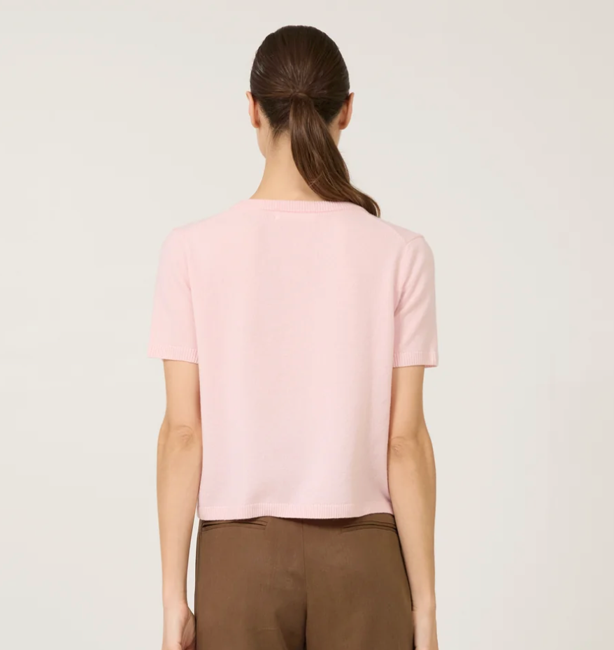 KADRI CASHMERE VNECK TEE IN QUARTZ