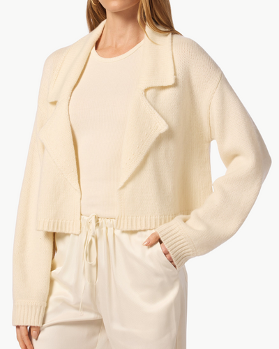 TYRA RELAXED COLLARED CARDIGAN IN GARDENIA