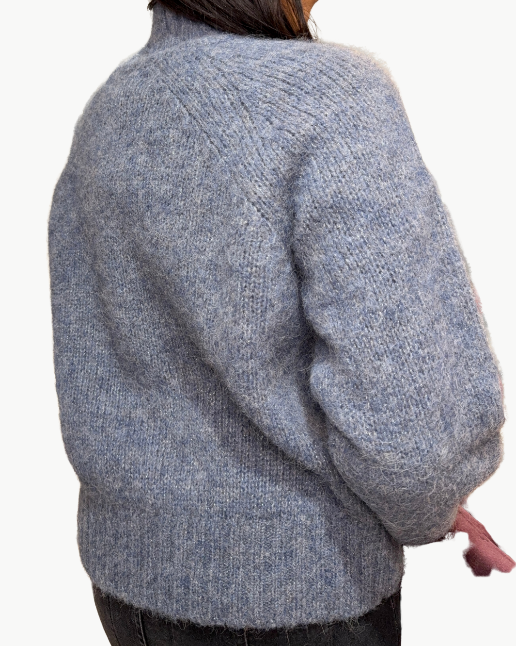 MYFFIE KNIT PULLOVER IN BLUE DENIM/SILVER