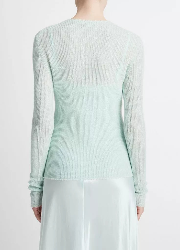 WAFFLE STITCHED CASHMERE SILK SWEATER IN SEA STAR - Romi Boutique