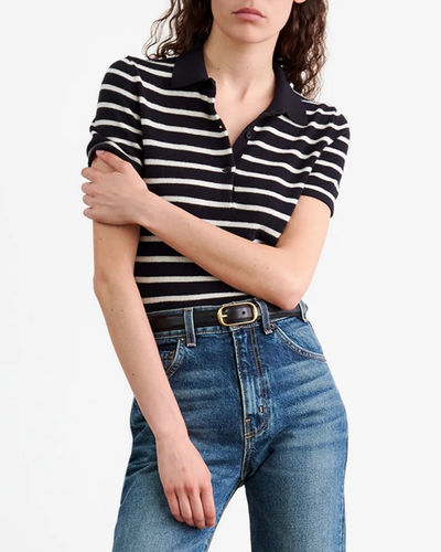 LEANNA POLO IN DARK NAVY/IVORY STRIPE