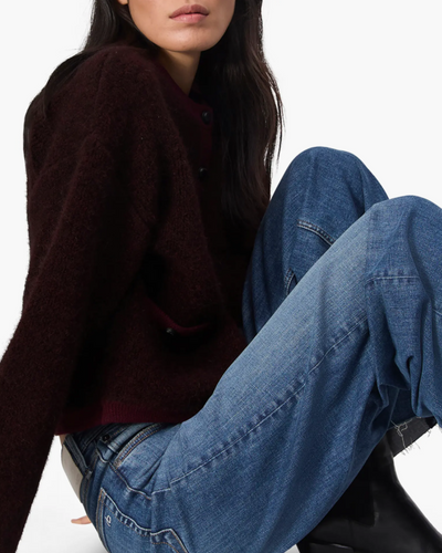 KAIA BOUCLE CARDIGAN IN BURGUNDY